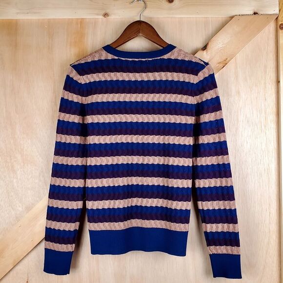 JASON WU Collective  Multi-Color Striped Knit Eyelet Pullover Sweater in Size M - Picture 2 of 5